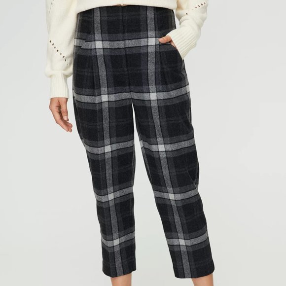 Wilfred Charcoal Black Chambéry Check Pant Plaid Wool Blend Trousers Pants - Picture 4 of 16